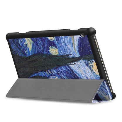 Dustproof Pattern Printing Tri-fold Stand Leather Protection Case for Lenovo Tab M10 TB-X605F TB-X505F