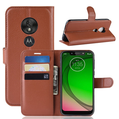 Litchi Skin PU Leather Protection Mobile Phone Cover for Motorola Moto G7 Play (EU Version)
