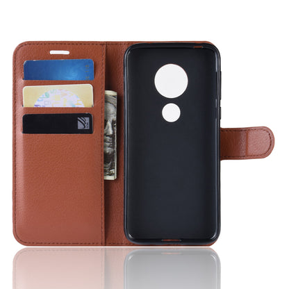Litchi Skin PU Leather Protection Mobile Phone Cover for Motorola Moto G7 Play (EU Version)