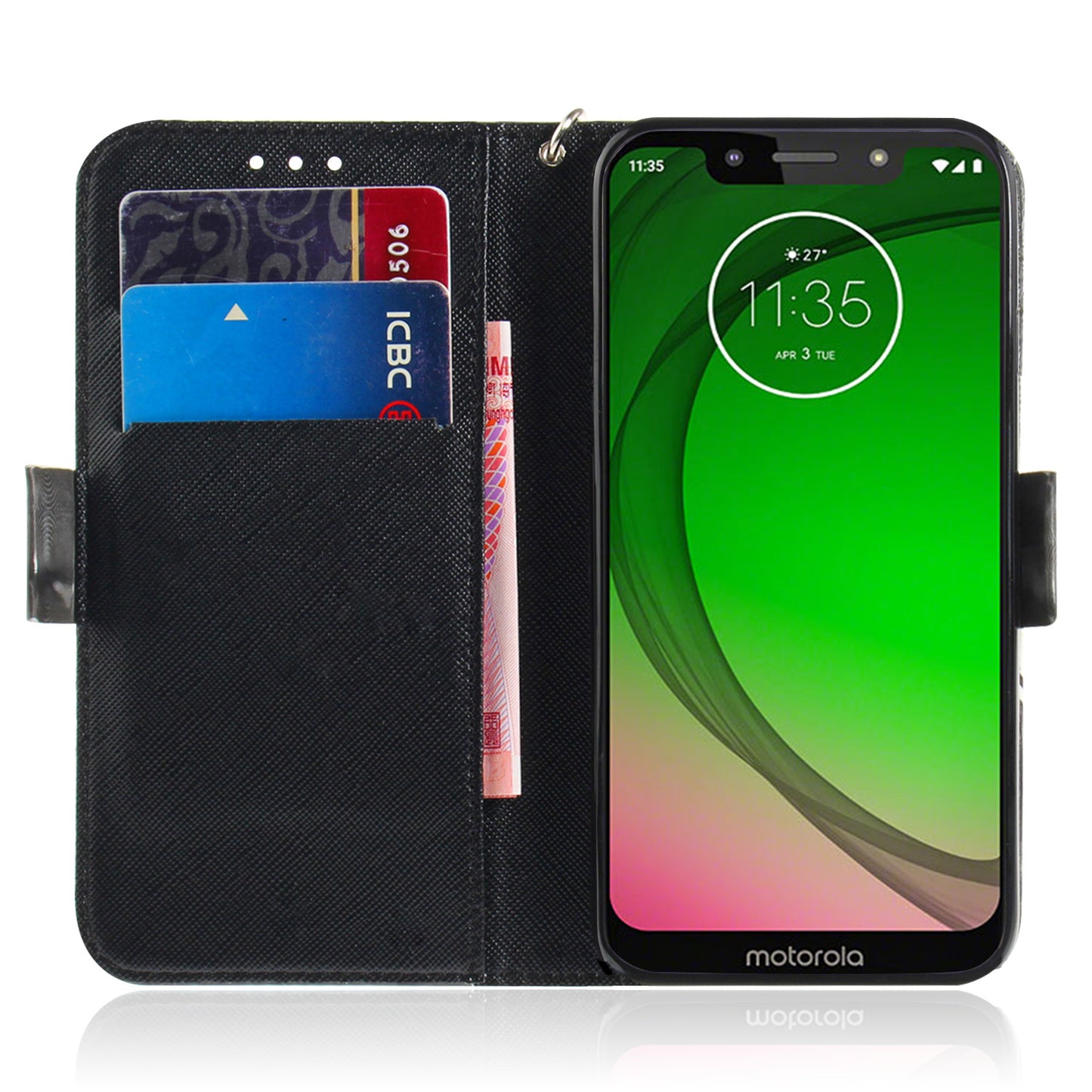 Pattern Printing Light Spot Decor Leather Wallet Case for Motorola Moto G7 Play