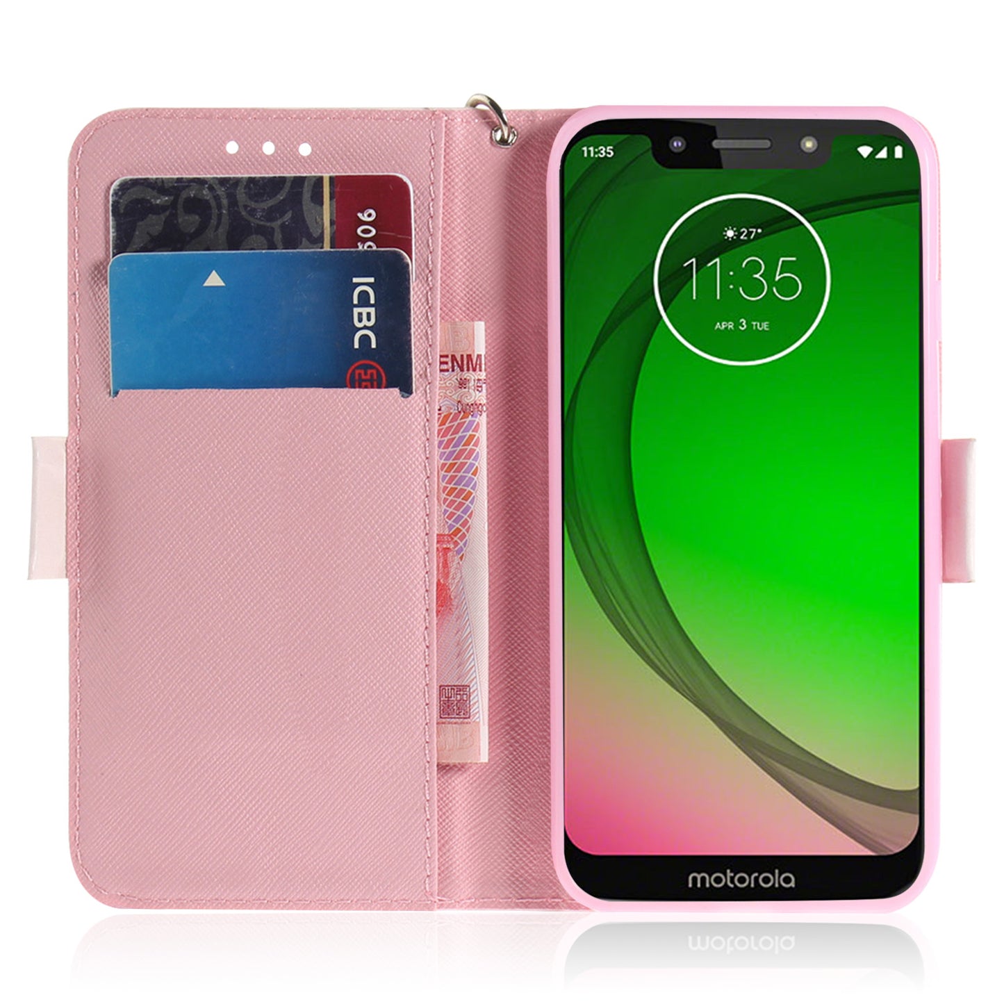 Pattern Printing Light Spot Decor Leather Wallet Case for Motorola Moto G7 Play