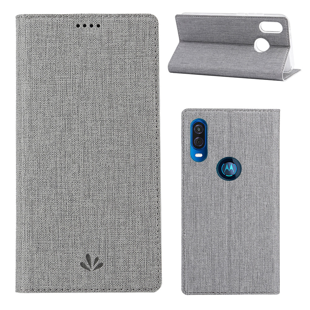 VILI DMX Cross Texture Leather Stand Case with Card Slot for Motorola One Vision / P50