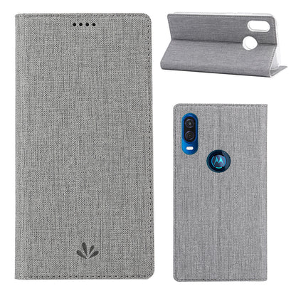 VILI DMX Cross Texture Leather Stand Case with Card Slot for Motorola One Vision / P50
