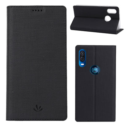 VILI DMX Cross Texture Leather Stand Case with Card Slot for Motorola One Vision / P50