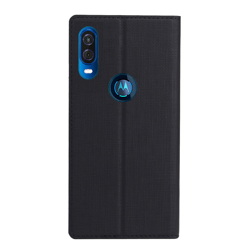 VILI DMX Cross Texture Leather Stand Case with Card Slot for Motorola One Vision / P50