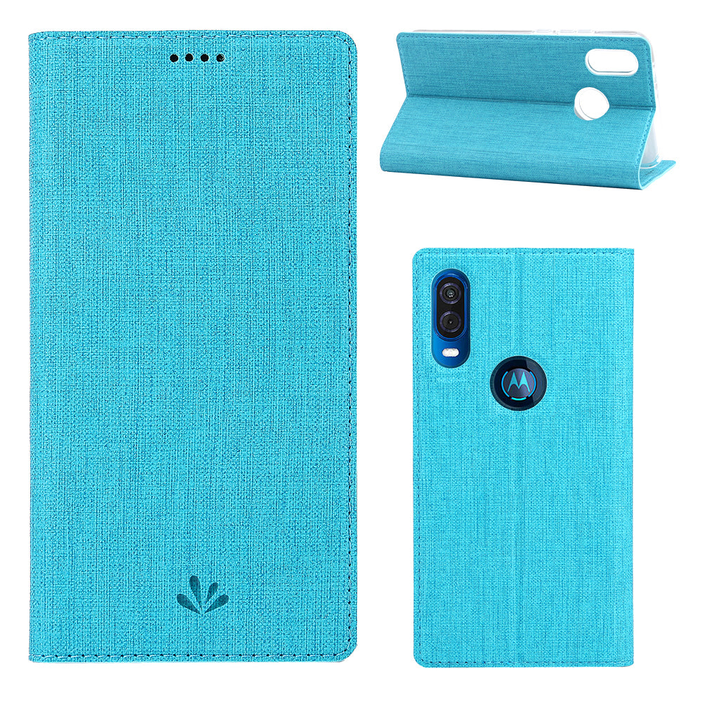 VILI DMX Cross Texture Leather Stand Case with Card Slot for Motorola One Vision / P50
