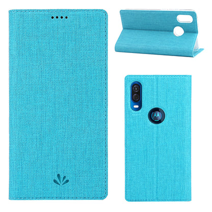 VILI DMX Cross Texture Leather Stand Case with Card Slot for Motorola One Vision / P50