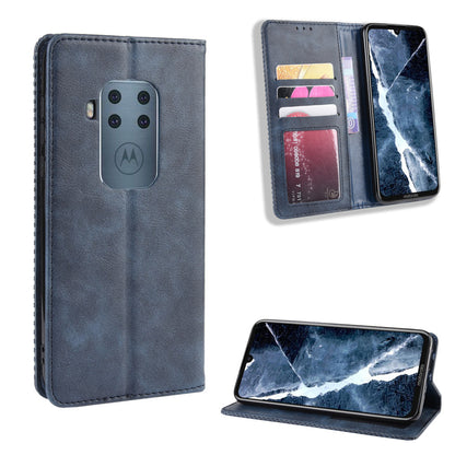 Auto-absorbed Retro Style Wallet Stand Flip Leather Case for Motorola One Zoom