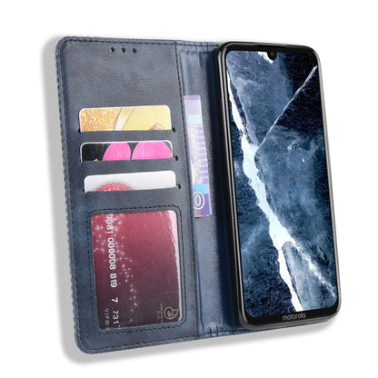 Auto-absorbed Retro Style Wallet Stand Flip Leather Case for Motorola One Zoom