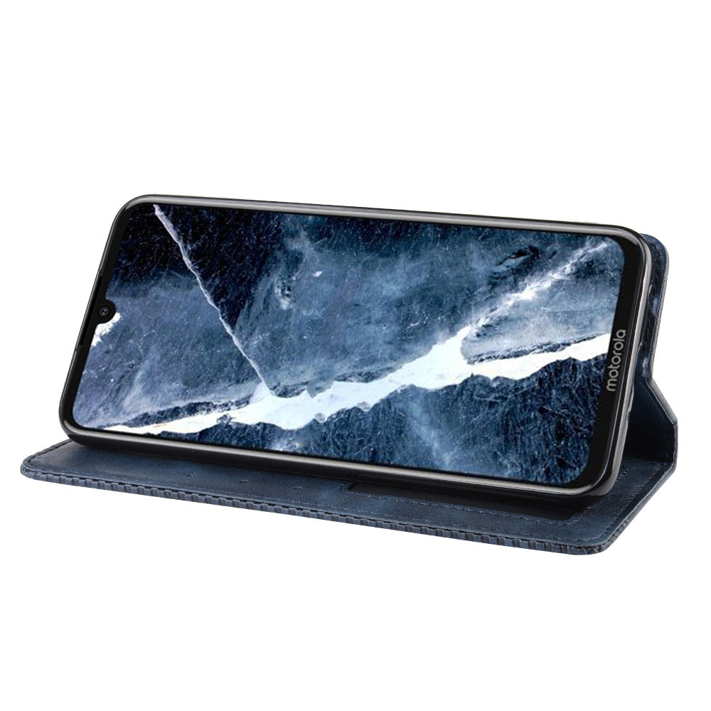 Auto-absorbed Retro Style Wallet Stand Flip Leather Case for Motorola One Zoom