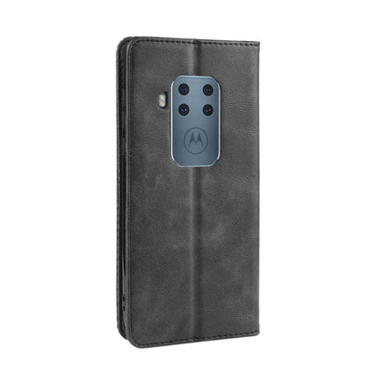 Auto-absorbed Retro Style Wallet Stand Flip Leather Case for Motorola One Zoom