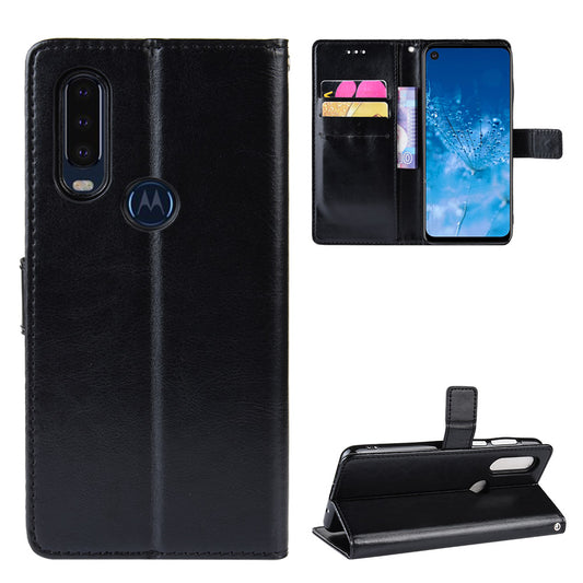 Crazy Horse Leather Stand Wallet Phone Shell for Motorola One Action