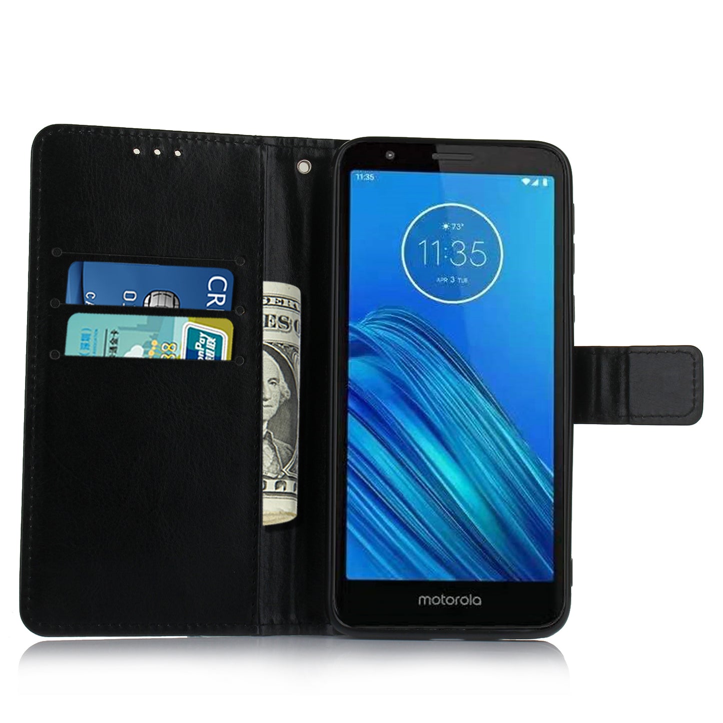 Crazy Horse Texture Leather Stand Phone Cover Wallet Case for Motorola Moto E6