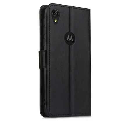 Crazy Horse Texture Leather Stand Phone Cover Wallet Case for Motorola Moto E6