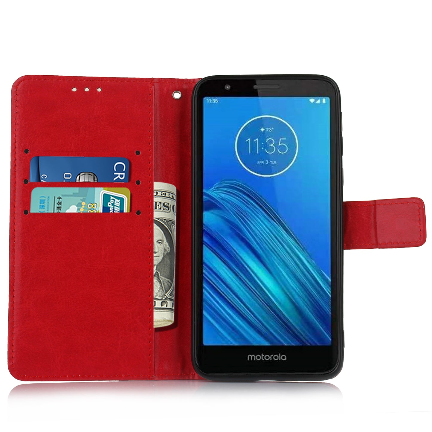 Crazy Horse Texture Leather Stand Phone Cover Wallet Case for Motorola Moto E6
