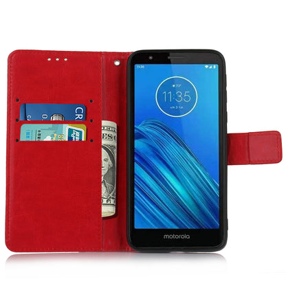 Crazy Horse Texture Leather Stand Phone Cover Wallet Case for Motorola Moto E6