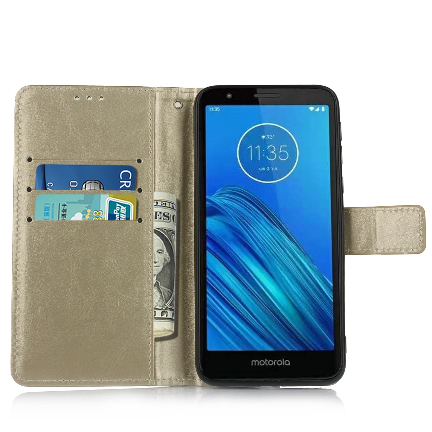 Crazy Horse Texture Leather Stand Phone Cover Wallet Case for Motorola Moto E6