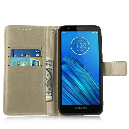 Crazy Horse Texture Leather Stand Phone Cover Wallet Case for Motorola Moto E6