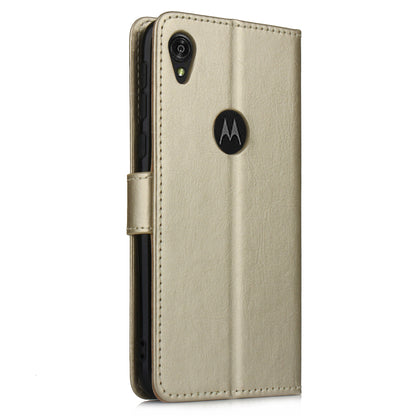Crazy Horse Texture Leather Stand Phone Cover Wallet Case for Motorola Moto E6