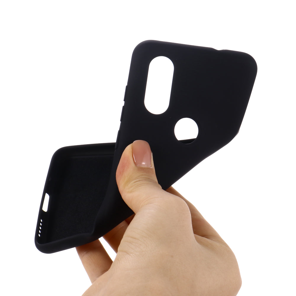 Soft Liquid Silicone Phone Casing for Motorola One Vision/P50- Black