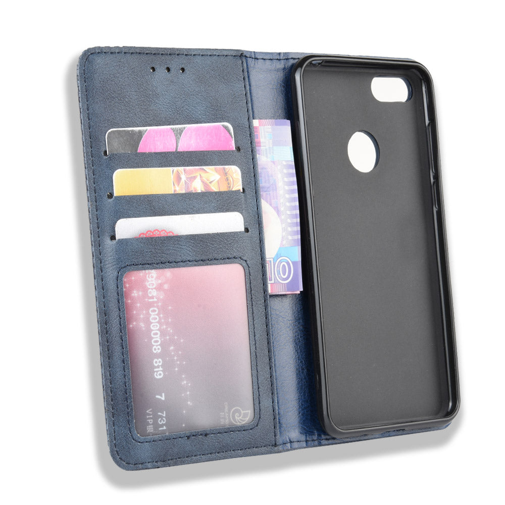 Retro Style Skin PU Leather Wallet Cover for Motorola Moto E6 Play