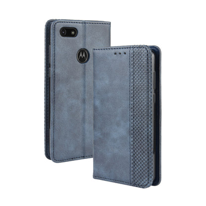 Retro Style Skin PU Leather Wallet Cover for Motorola Moto E6 Play
