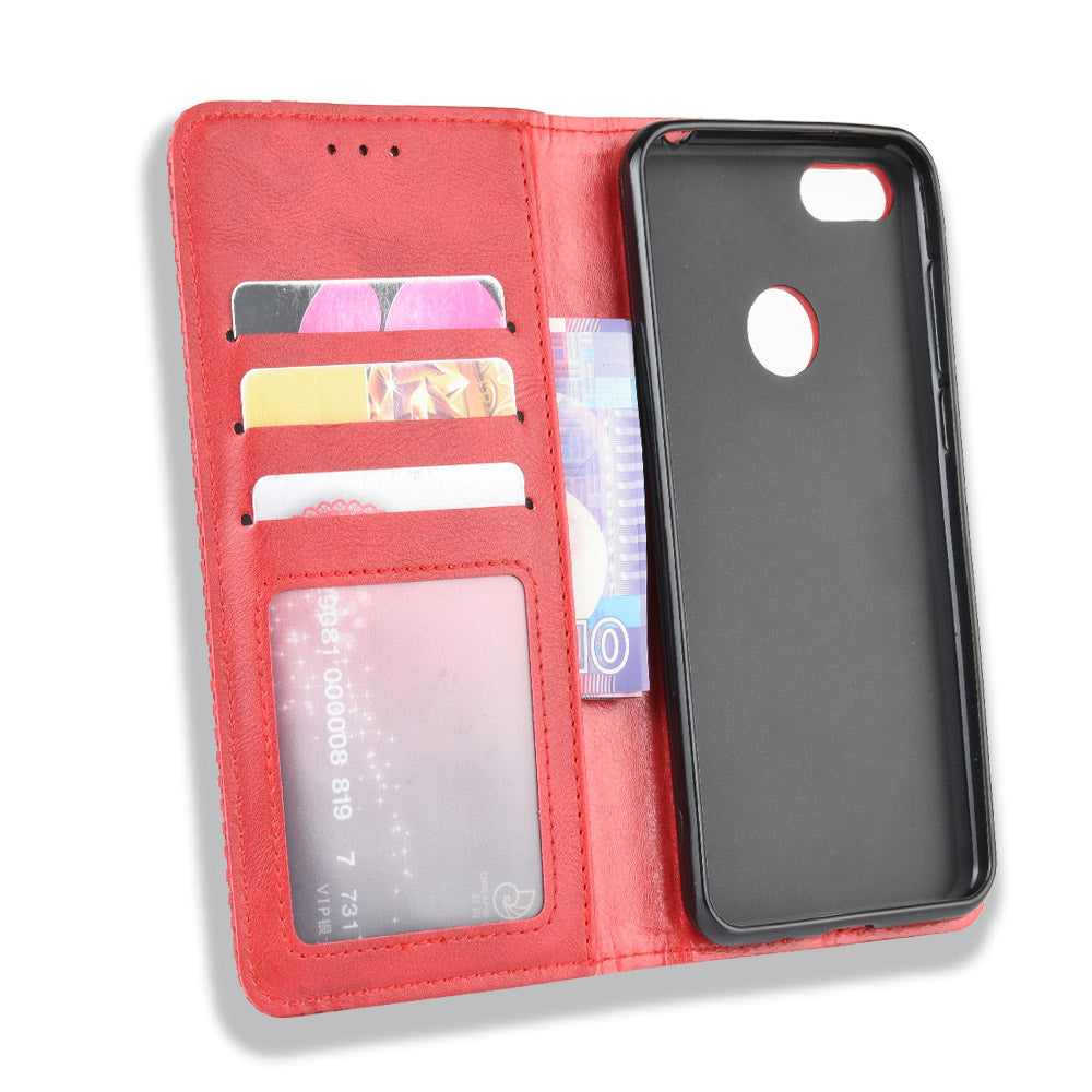 Retro Style Skin PU Leather Wallet Cover for Motorola Moto E6 Play