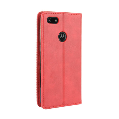 Retro Style Skin PU Leather Wallet Cover for Motorola Moto E6 Play