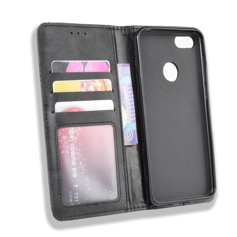 Retro Style Skin PU Leather Wallet Cover for Motorola Moto E6 Play