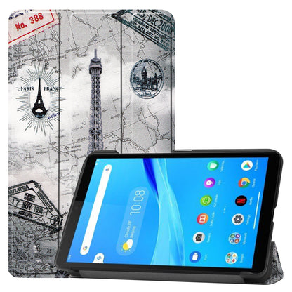For Lenovo Tab M7 (2nd Gen) TB-7305F / (3rd Gen) Shockproof Case Pattern Printing PU Leather Tablet Cover with Tri-fold Stand
