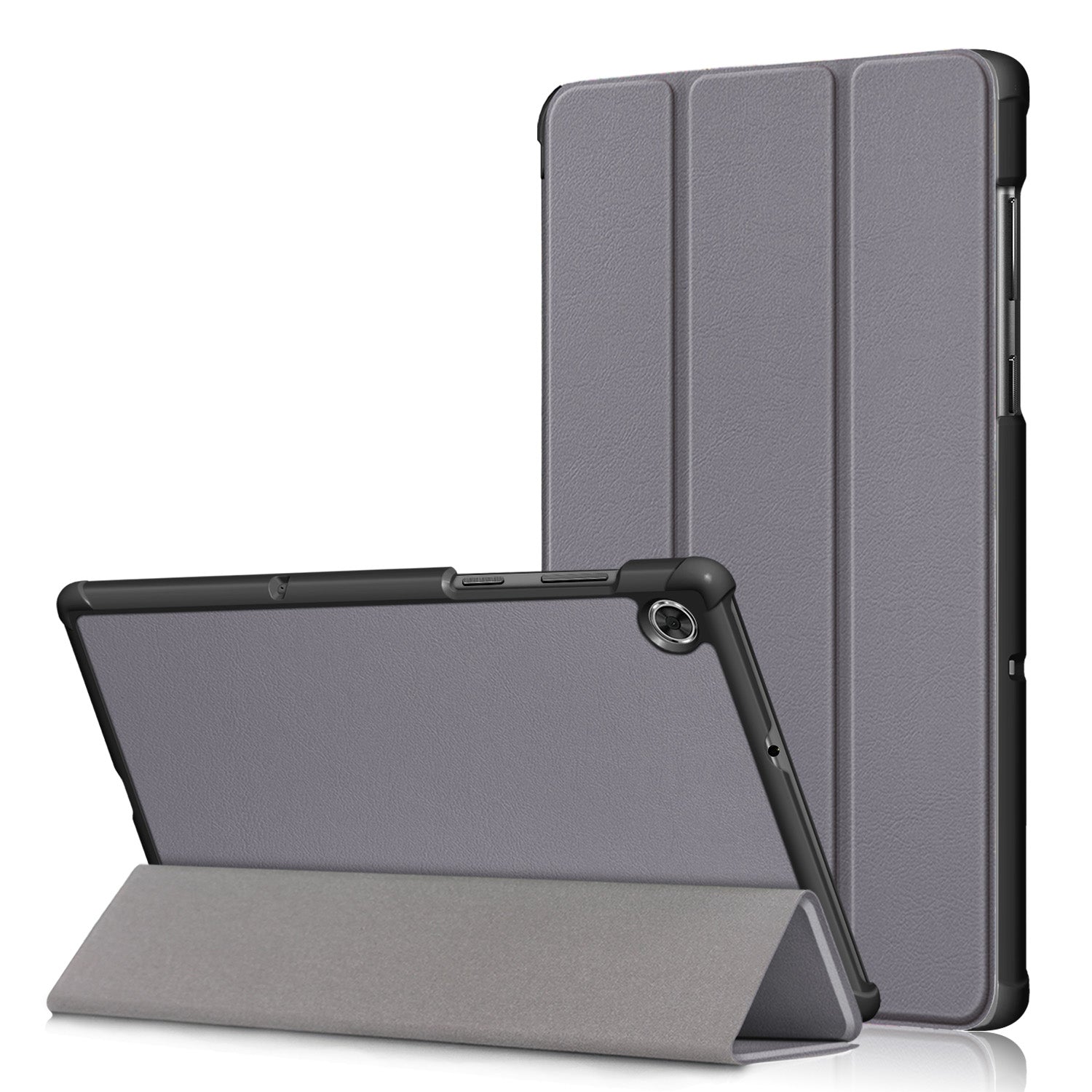 Textured Leather Tri-fold Stand Case Auto-Wake/Sleep Smart Tablet Cover Ultra Slim for Lenovo Smart Tab M10 FHD Plus/Tab M10 Plus TB-X606F