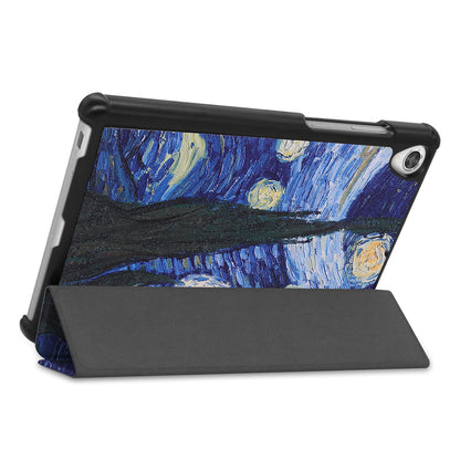 Pattern Printing Leather Tri-fold Stand Tablet Case Cover for Lenovo Tab M8
