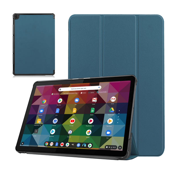Litch Skin PU Leather Tri-fold Stand Shell for Lenovo Duet Chromebook 10.1 Tablet Case