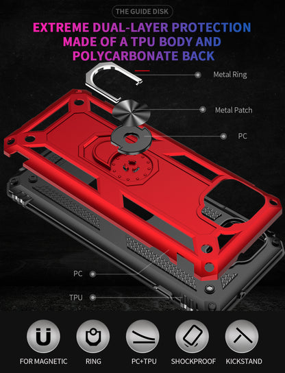 Shockproof PC + TPU Combo Phone Cover with Ring Kickstand for Motorola Moto G 5G Plus