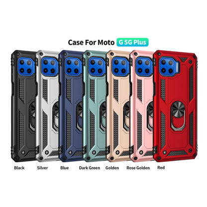 Shockproof PC + TPU Combo Phone Cover with Ring Kickstand for Motorola Moto G 5G Plus