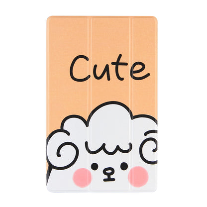 Tri-Fold Stand Design Leather Tablet Cover Shell with Pattern Printing for Lenovo Tab P11 TB-J606F / Tab P11 5G