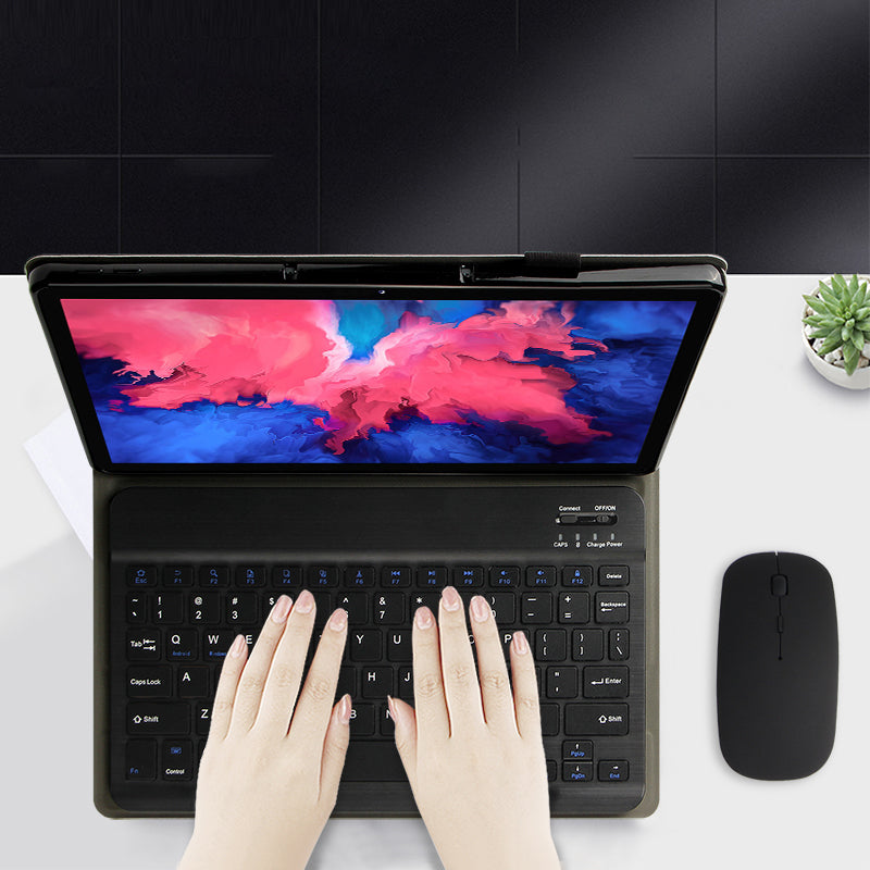 AJIUYU 2-in-1 Wireless Bluetooth Keyboard Leather Tablet Stand Case Cover for Lenovo Tab P11 TB-J606F / Tab P11 5G