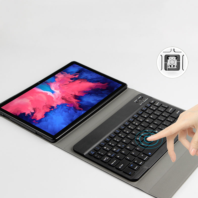 AJIUYU 2-in-1 Wireless Bluetooth Keyboard Leather Tablet Stand Case Cover for Lenovo Tab P11 TB-J606F / Tab P11 5G