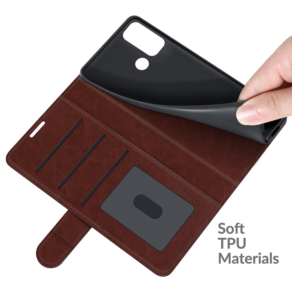Full Protection Crazy Horse Texture Leather Case with Wallet Stand for Motorola Moto G60/G40 Fusion