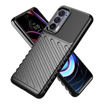 Thunder Series Twill Texture Anti-Slip Enhance Gripping Soft TPU Back Protective Cover for Motorola Edge (2021)