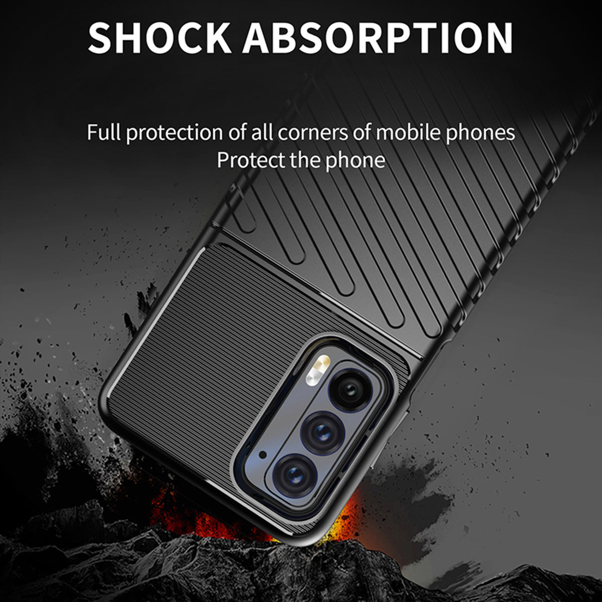 Thunder Series Twill Texture Anti-Slip Enhance Gripping Soft TPU Back Protective Cover for Motorola Edge (2021)