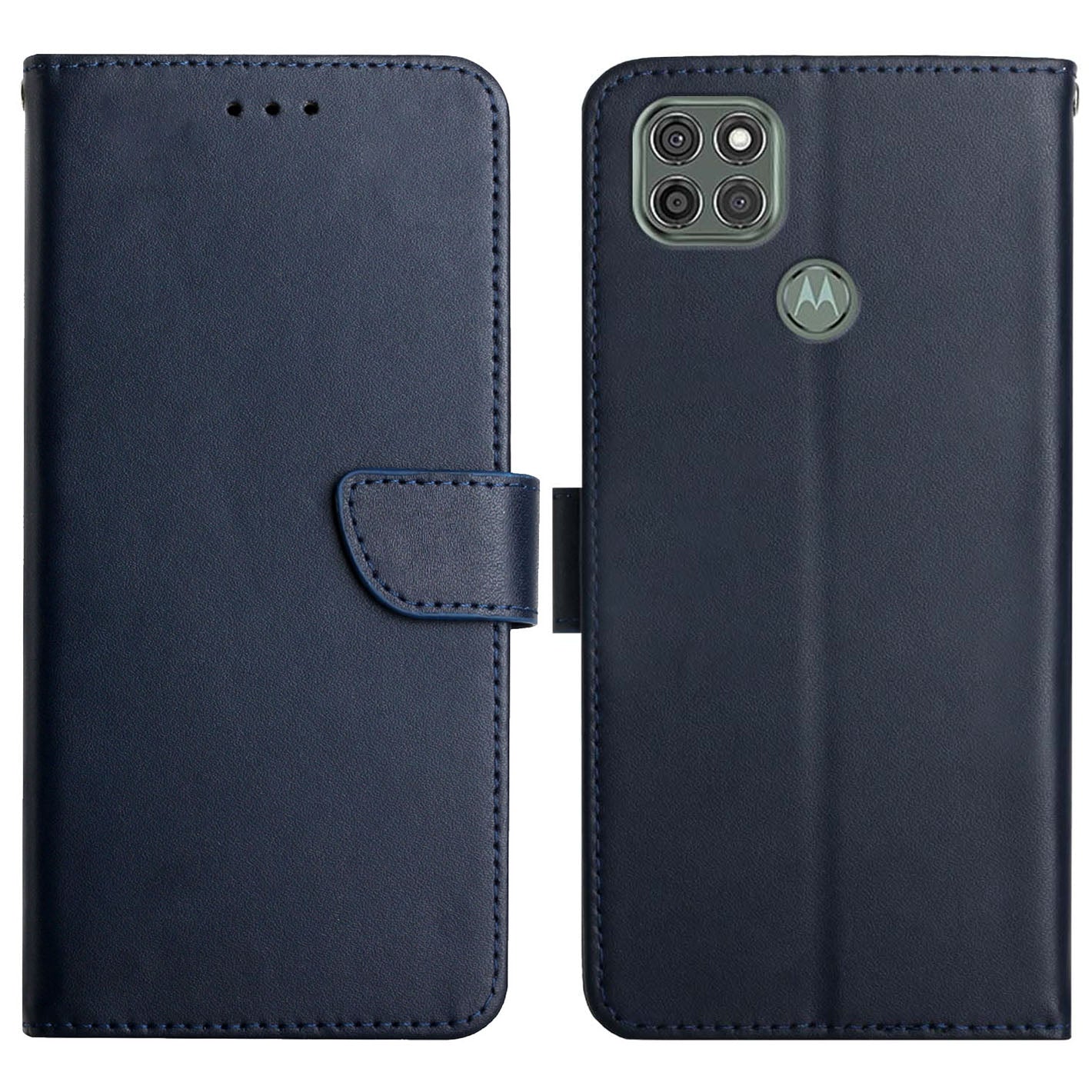 Nappa Texture Genuine Leather Wallet Cover Magnetic Clasp Folio Flip Case with Adjustable Stand for Motorola Moto G9 Power