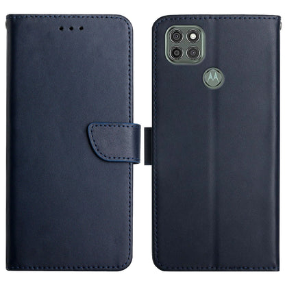 Nappa Texture Genuine Leather Wallet Cover Magnetic Clasp Folio Flip Case with Adjustable Stand for Motorola Moto G9 Power