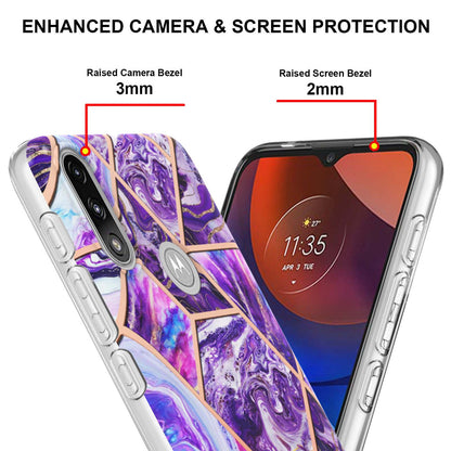2.0mm Reinforced Raised Corners Electroplating Soft TPU IMD Marble Protective Case for Motorola Moto E7 Power / Moto E7i Power