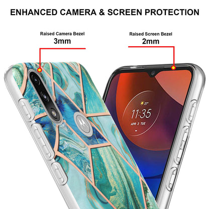 2.0mm Reinforced Raised Corners Electroplating Soft TPU IMD Marble Protective Case for Motorola Moto E7 Power / Moto E7i Power