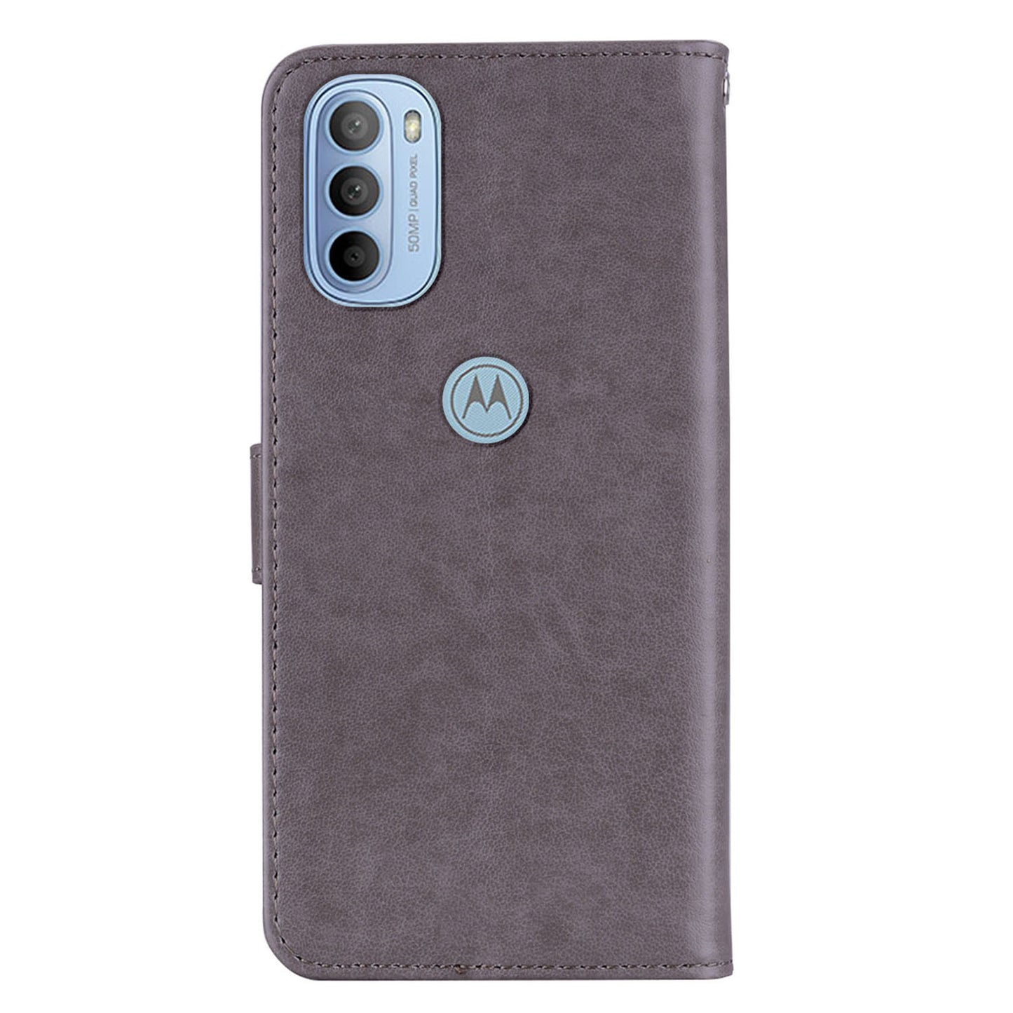 Rhinestone Decor PU Leather Shell Wallet Stand Owl Flower Imprinting Phone Case Cover with Strap for Motorola Moto G31 4G/G41 4G