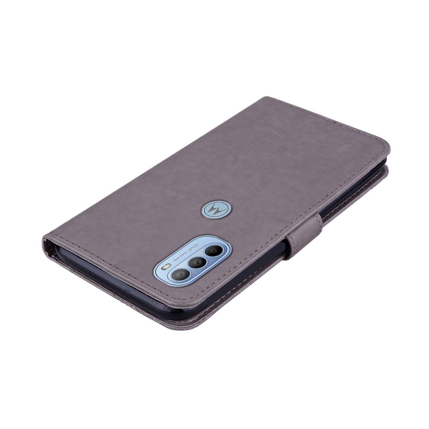 Rhinestone Decor PU Leather Shell Wallet Stand Owl Flower Imprinting Phone Case Cover with Strap for Motorola Moto G31 4G/G41 4G
