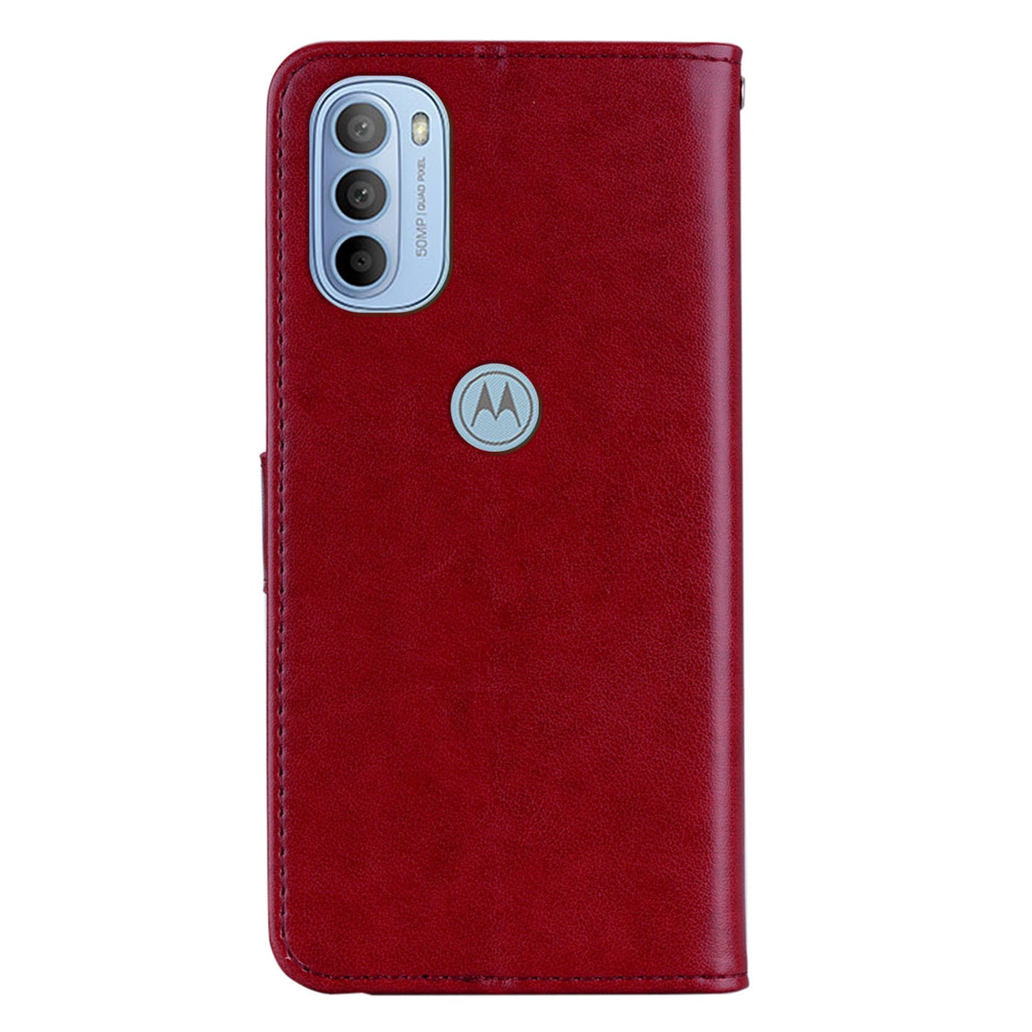 Rhinestone Decor PU Leather Shell Wallet Stand Owl Flower Imprinting Phone Case Cover with Strap for Motorola Moto G31 4G/G41 4G