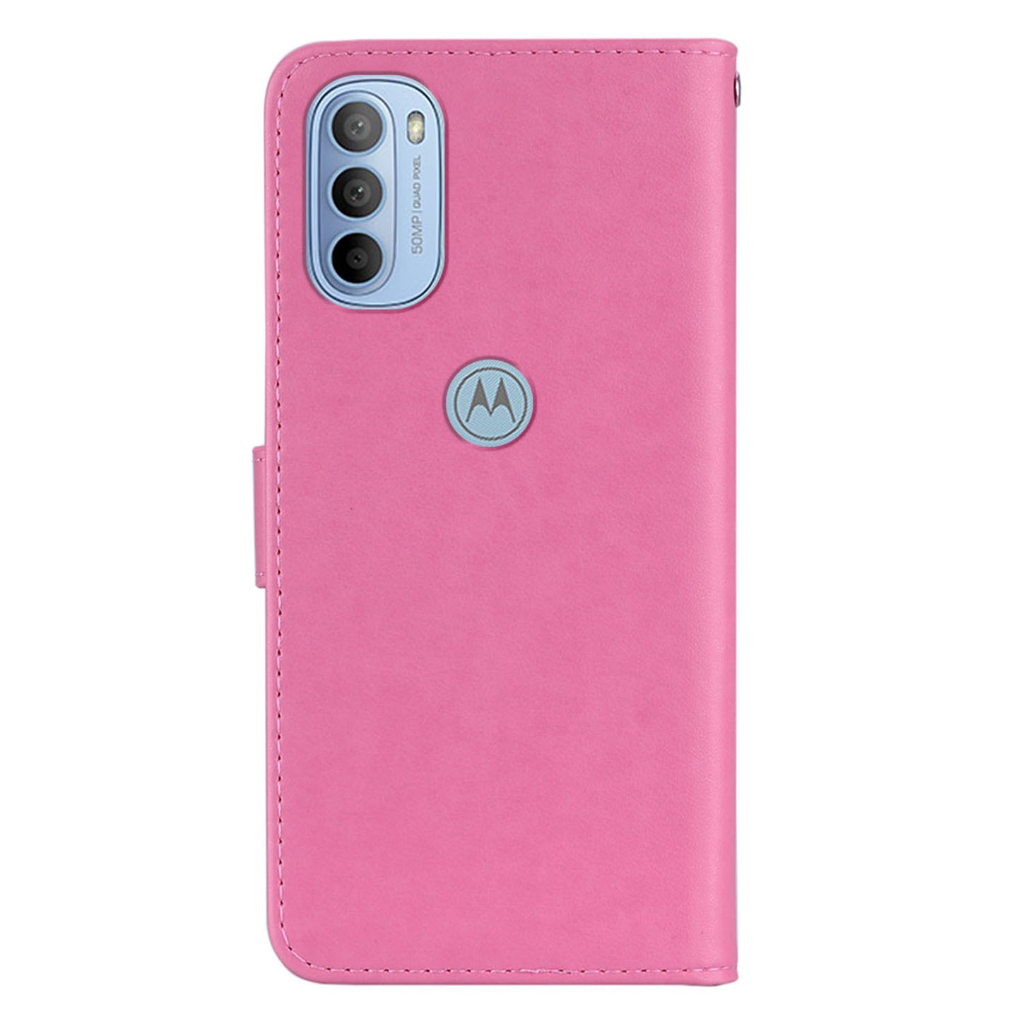 Rhinestone Decor PU Leather Shell Wallet Stand Owl Flower Imprinting Phone Case Cover with Strap for Motorola Moto G31 4G/G41 4G