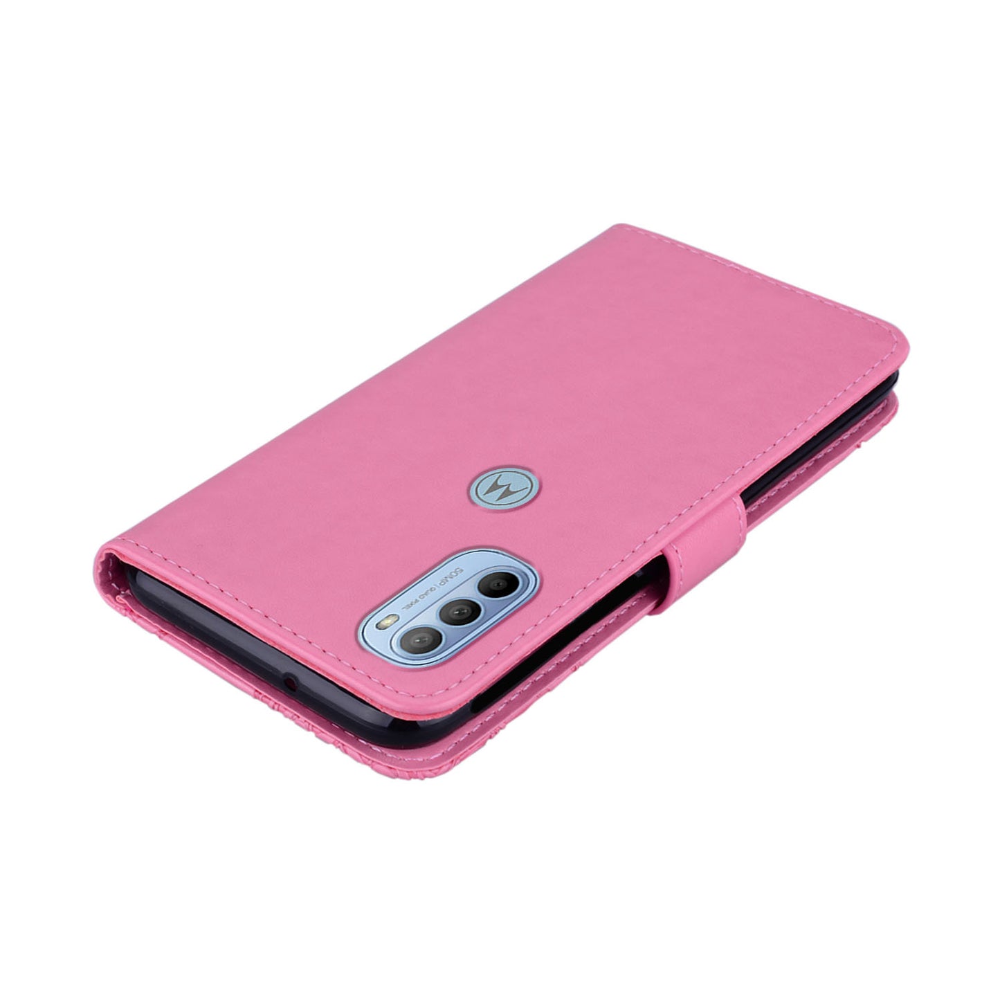 Rhinestone Decor PU Leather Shell Wallet Stand Owl Flower Imprinting Phone Case Cover with Strap for Motorola Moto G31 4G/G41 4G